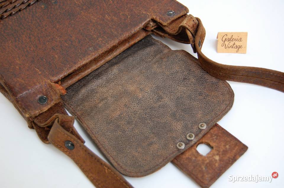 Torba skórzana na ramię rycerska vintage lata 70 Lublin