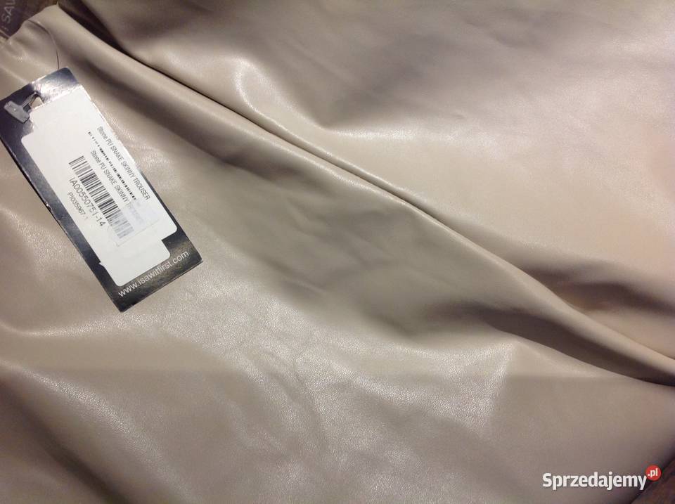 Legginsy Skórzane Damskie Beżowe L NOWE eco Spodnie Nowa Sól