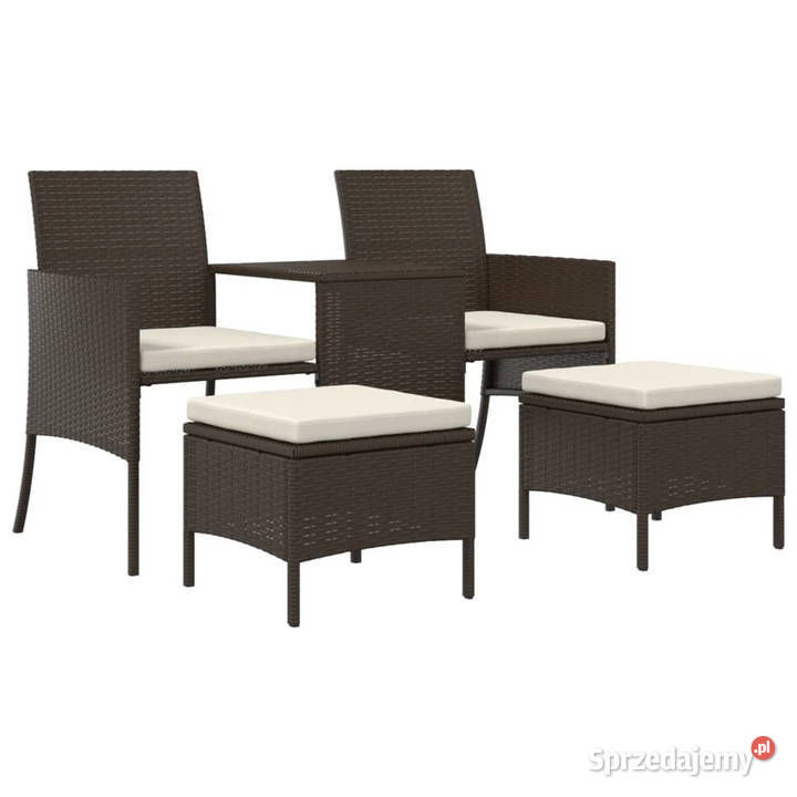 2os sofa ogrodowa ze stolikiem i stołkami brąz mazowieckie
