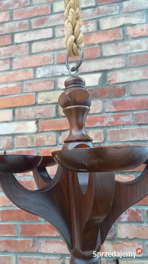 Żyrandol drewniany świecznik na świeczki Lampa