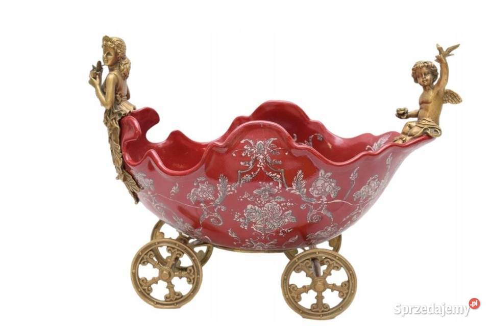 PORCELANA BRĄZ CZERWONA PATERA wóz dorożka AMOR Antyki, Sztuka, Kolekcje Kraków