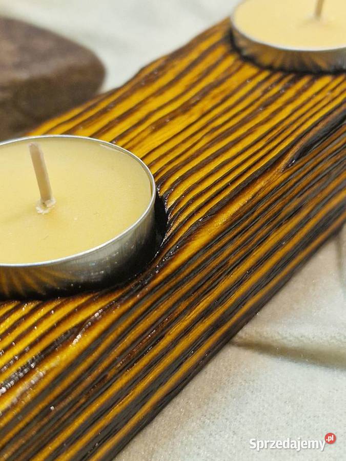 Świecznik Shou Sugi Ban drewno świerkowe Sępopol