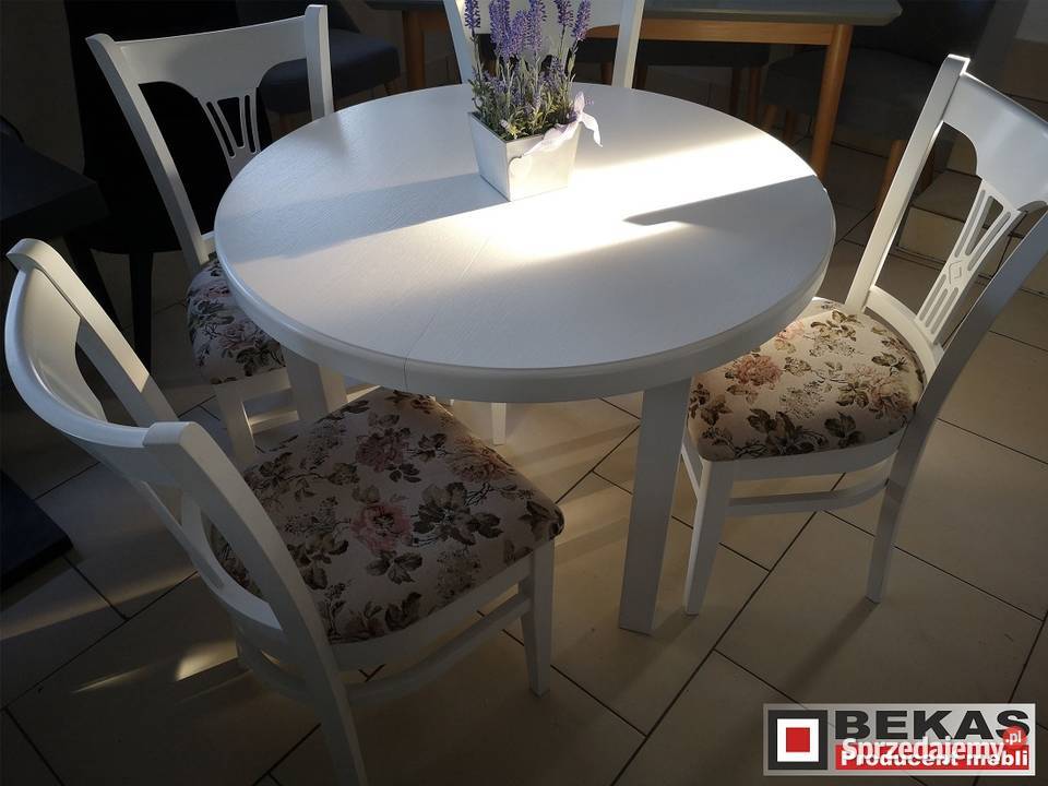 Stylowy Komplet Stół Okrągy 4 Krzesła Italia 76cm Stoły, krzesła, biurka Zielona Góra sprzedam