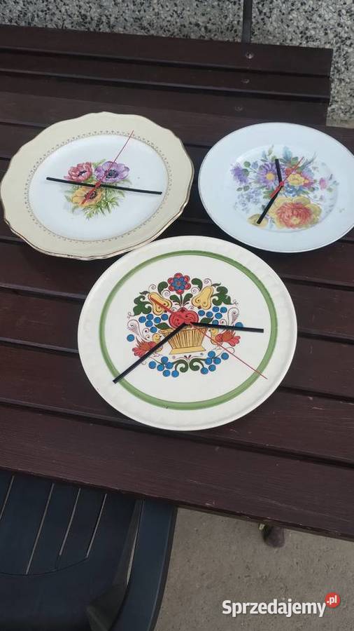 Talerze Zegary Porcelana kwiaty cudne Krosno sprzedam