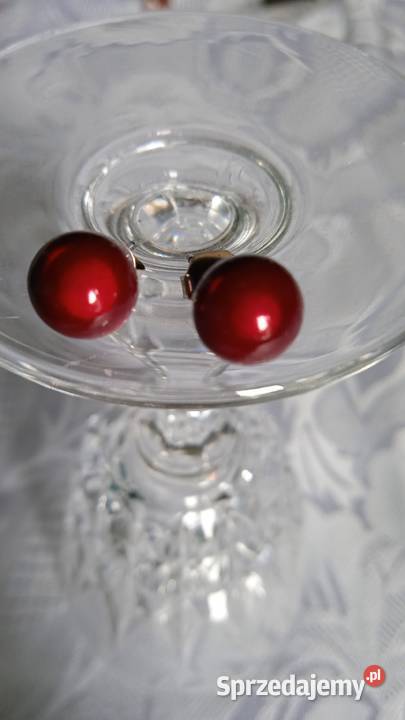 POSREBRZANE KOLCZYKI Z WIŚNIOWEJ PERŁY posrebrzane Piła