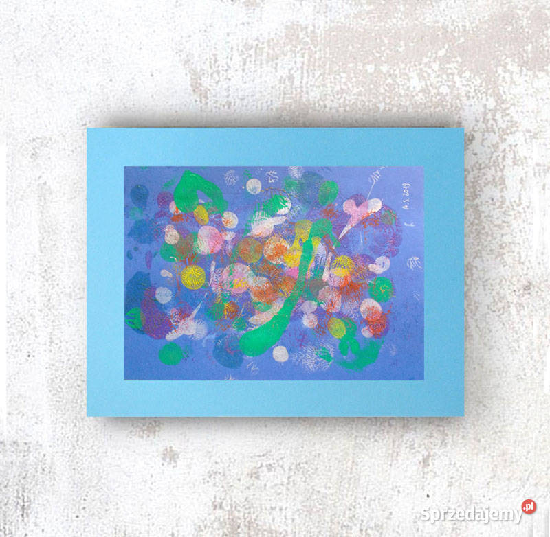 niebieska abstrakcja grafika do loftu abstrackja Olsztyn sprzedam