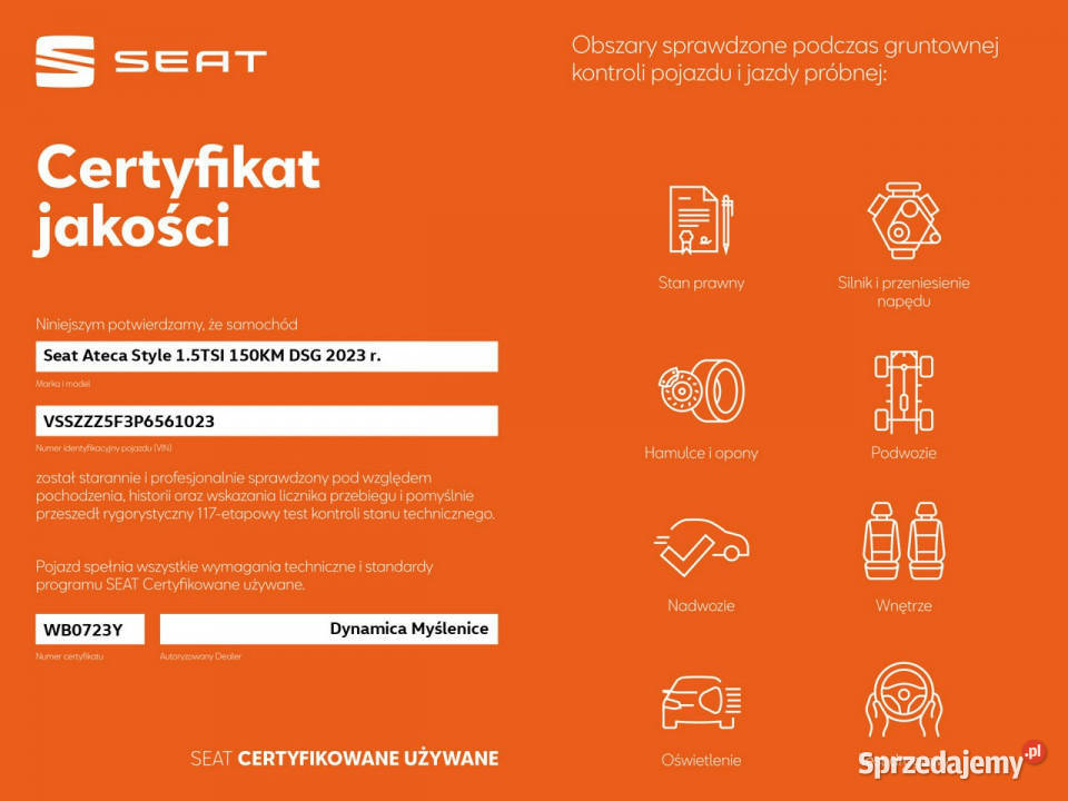 Seat Ateca Style 15TSI 150 DSG 2023 r salon I wielofunkcyjna kierownica Myślenice