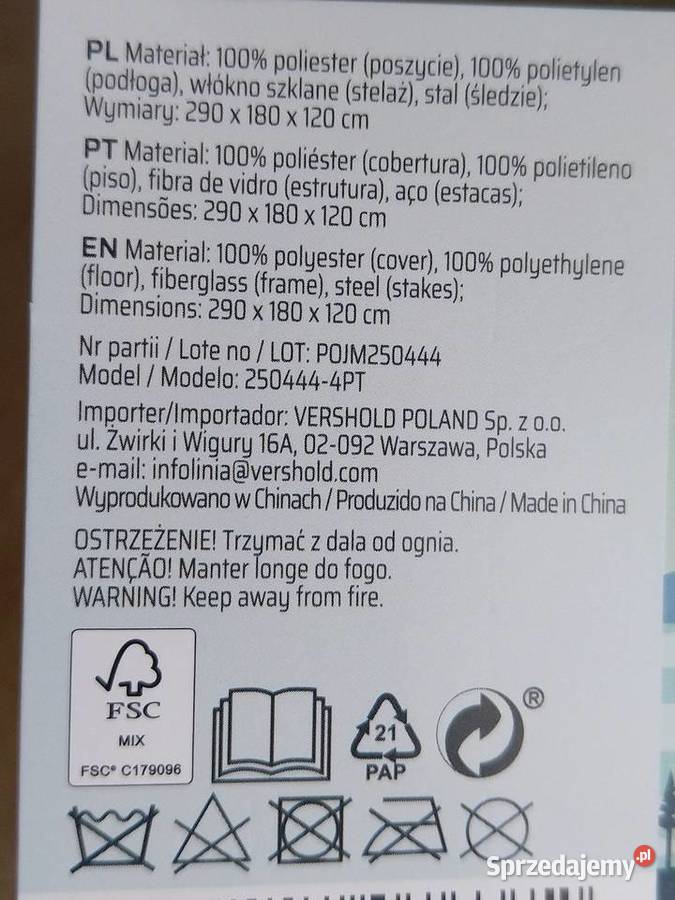 NAJTANIEJ Namiot Rodzinny 3 4 osobowy 240 x 180 śląskie Zabrze
