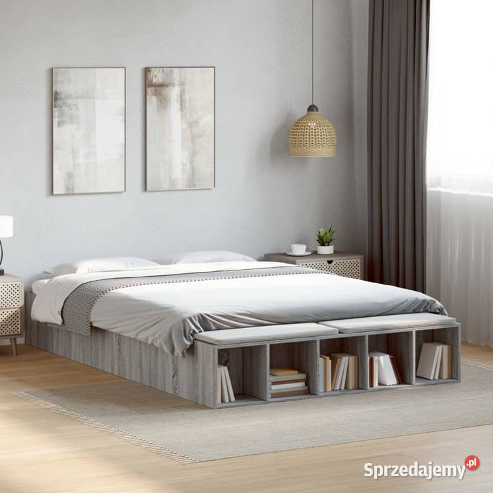 Rama łóżka szary dąb sonoma materiał Warszawa