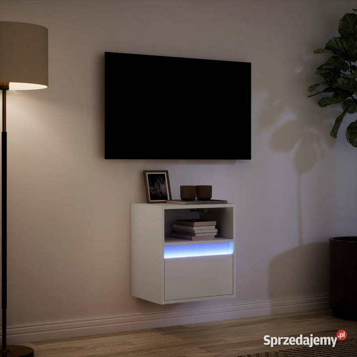 Ścienna szafka TV z LED biała 41x31x45 WM852313