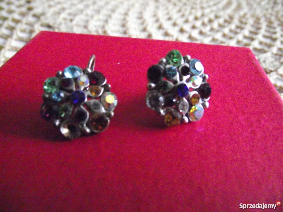 SREBRZONE KOLCZYKI Z KOLOROWYMI CYRKONIAMI Piła sprzedam