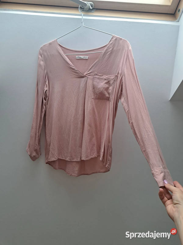 Pudroworóżowa bluzka Sinsay długi rękaw Trąbki Wielkie