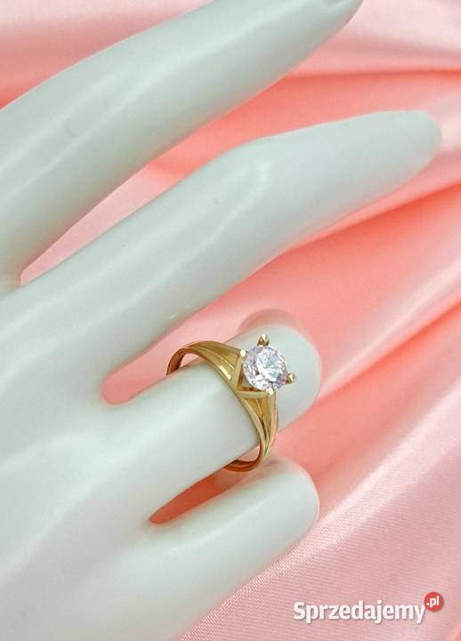 Pierścionek r135 Złoty pr333 classic z jednym złote wielkopolskie Poznań sprzedam