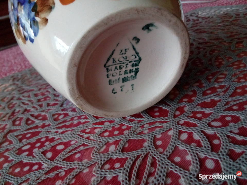 Prl wazon Kolo fajans sygnowany folk wielokolorowy Łódź