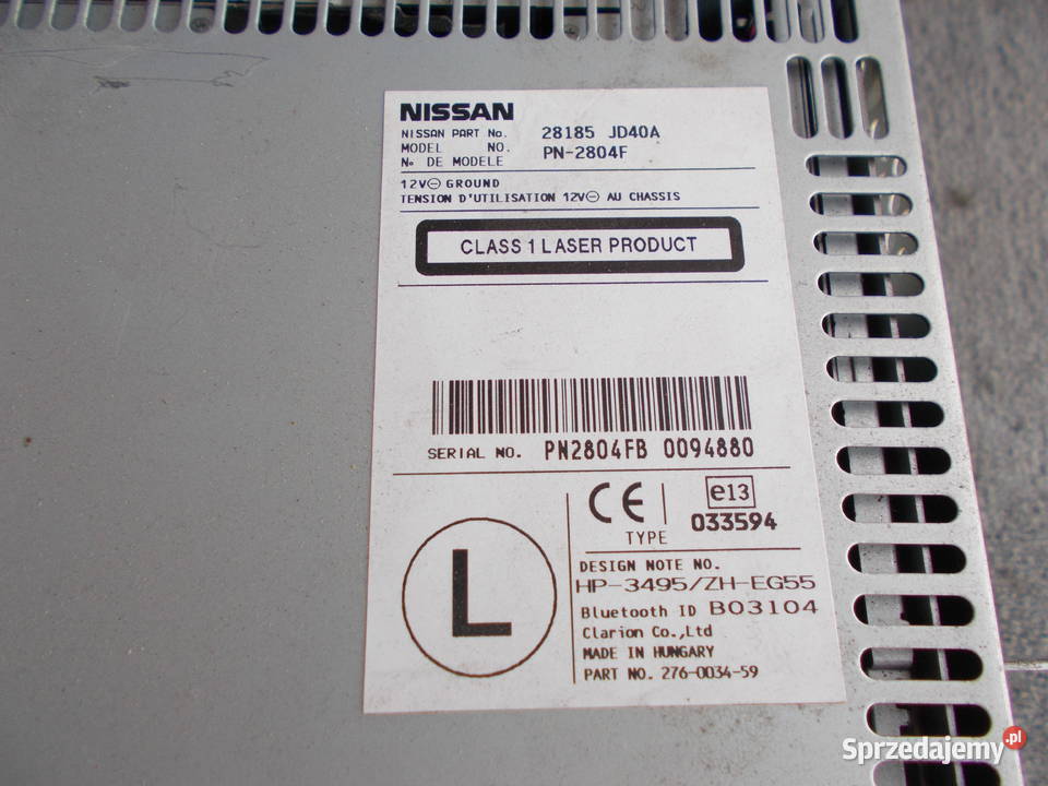 radio nissan QASHQAI 28185 JD40A bluetooth Zamość
