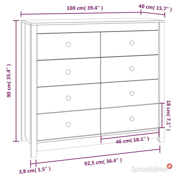 Komoda szary 100x40x90 lite drewno sosnowe Warszawa sprzedam