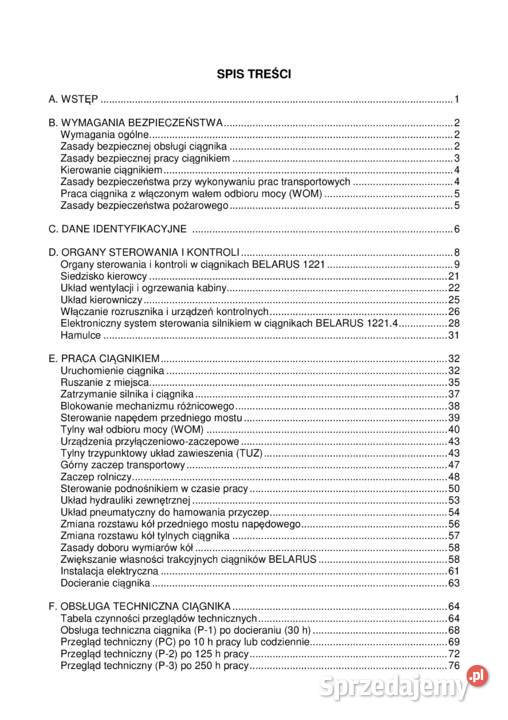 Instrukcja obsługi Belarus MTZ 1221 1221212213 Stalowa Wola