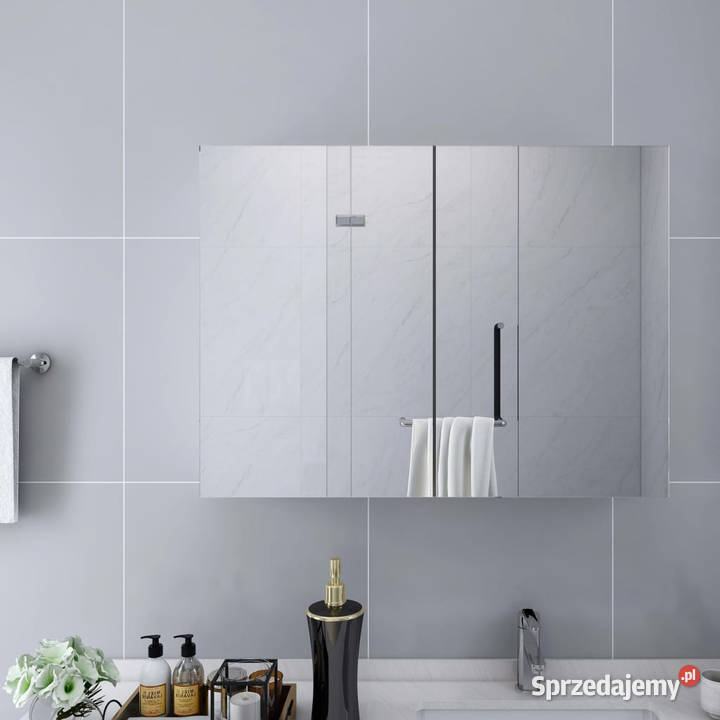 Szafka łazienkowa z lustrem biała 80x15x60 MDF Warszawa