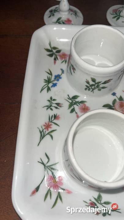 Kałamarz Biała porcelana Róże i chabry Gdańsk