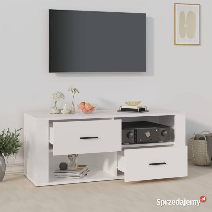 Szafka pod TV biała 100x35x40 materiał RTV Warszawa