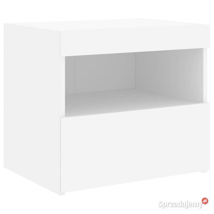 Szafka nocna z oświetleniem LED biała 50x40x45