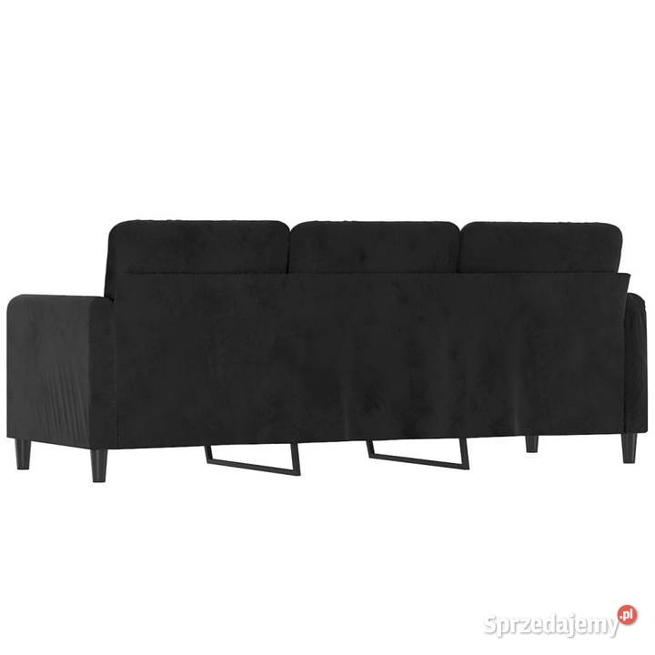 Sofa 3osobowa czarny 180 tapicerowana aksamitem