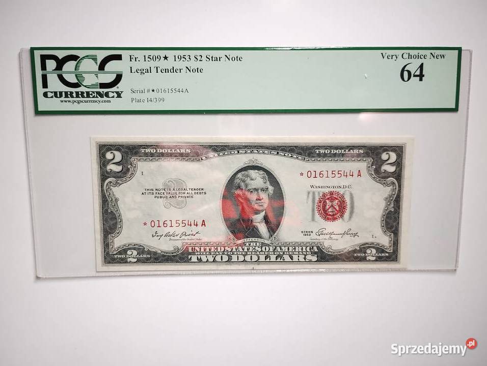 Banknot USA 2 1953 A PCGS 64 STAR Legal Tender podkarpackie Rzeszów