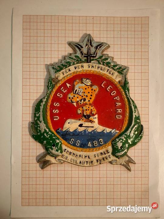 Godło z okrętu USS Sea Leopard SS483 Amerykański Kościan