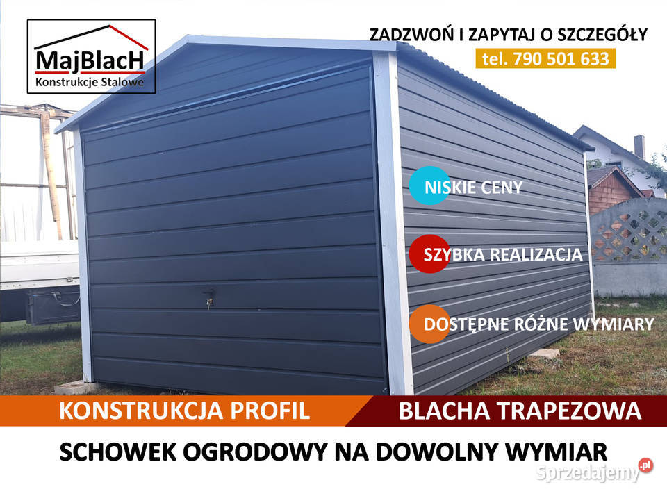 E109Garaż Blaszany GRAFITOWY 3x5 TANIO Garaże Radomsko