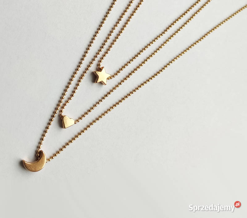 Łańcuszek potrójny sercegwiazdaksiężyc kol złoty Łódź