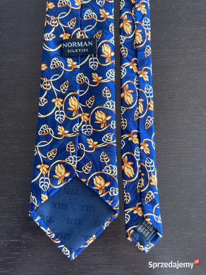 Granatowy krawat Norman Silkties wzór kwiatowy Elbląg