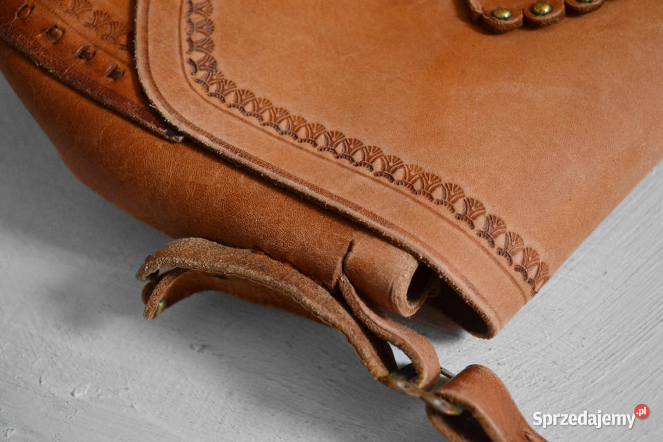 camelowa skórzana torebka boho style retro mazowieckie Warszawa