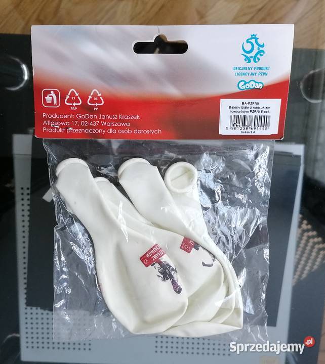 NOWE BALONY BIAŁE Z NADRUKIEM LICENCYJNYM PZPN łódzkie Łódź