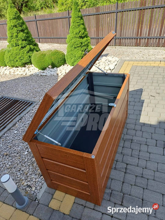 Skrzynia ogrodowa metalowa kufer 150x60x70 złoty Czersk