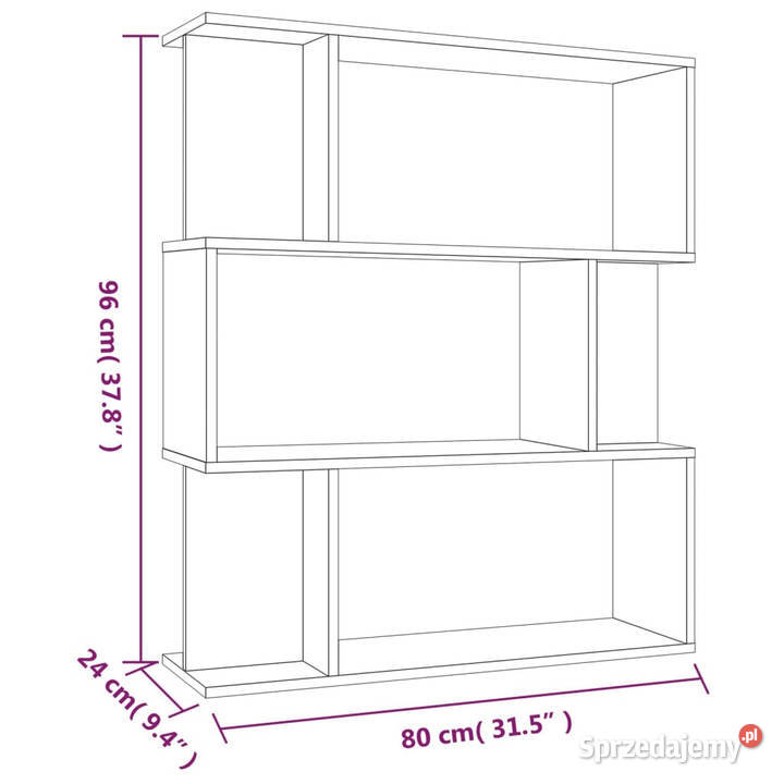 Regał na książkiprzegroda brązowy dąb 80x24x96 mazowieckie