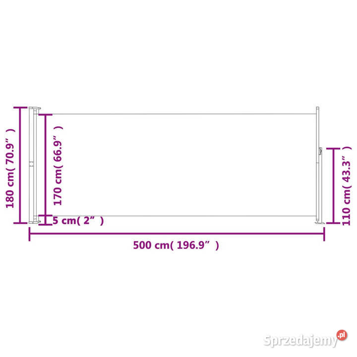 Zwijana markiza boczna na taras 180x500 kremowa mazowieckie Warszawa