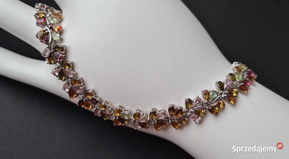 Srebrna bransoletka z kolorowymi turmalinami Otwock