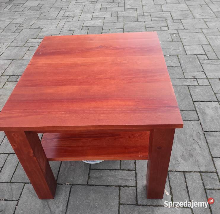 Solidna NOWA ława drewniana 70x70 wys 60 z półką Sosnowiec sprzedam