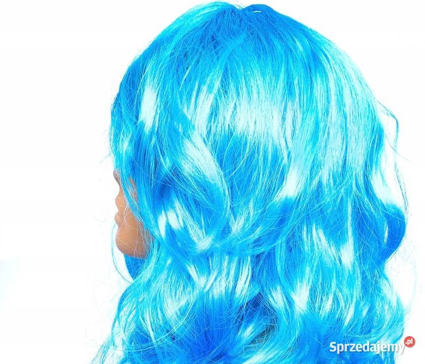 NIEBIESKA PERUKA DŁUGIE SZTUCZNE WŁOSY Słupca