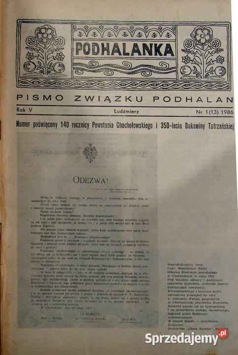 PODHALANKA Pismo Związku Podhalan Ludźmierz Limanowa sprzedam