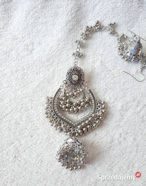 Duże długie kolczyki srebrny kolor białe Szczecin sprzedam