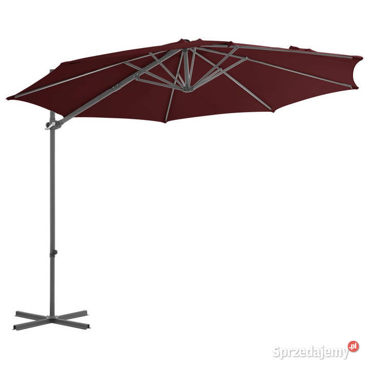 Parasol wiszący na stalowym słupku bordowy 300 Warszawa
