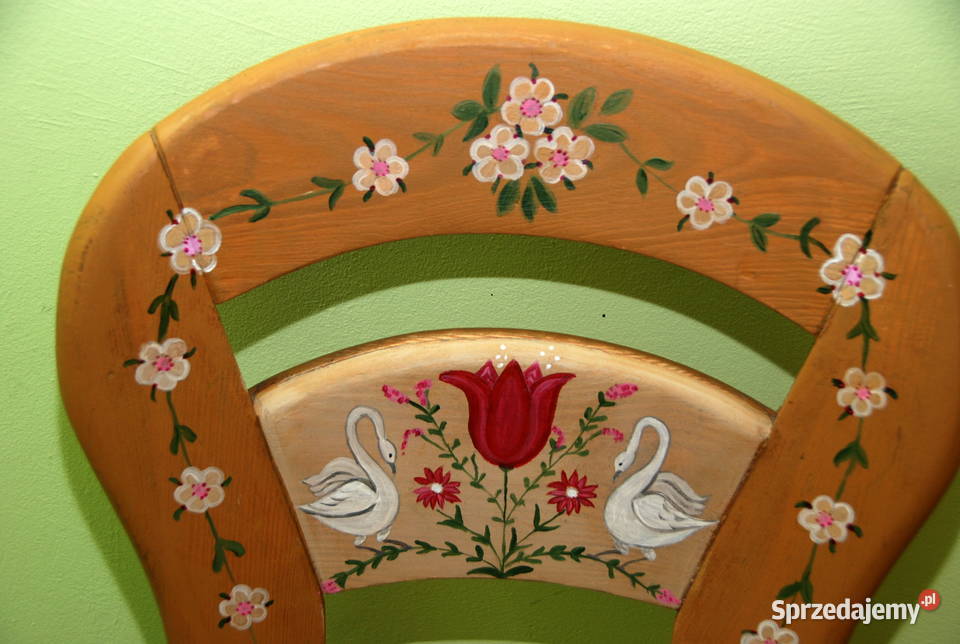 Stare ludowe KRZESŁO wyroby ludowe malarstwo Meble