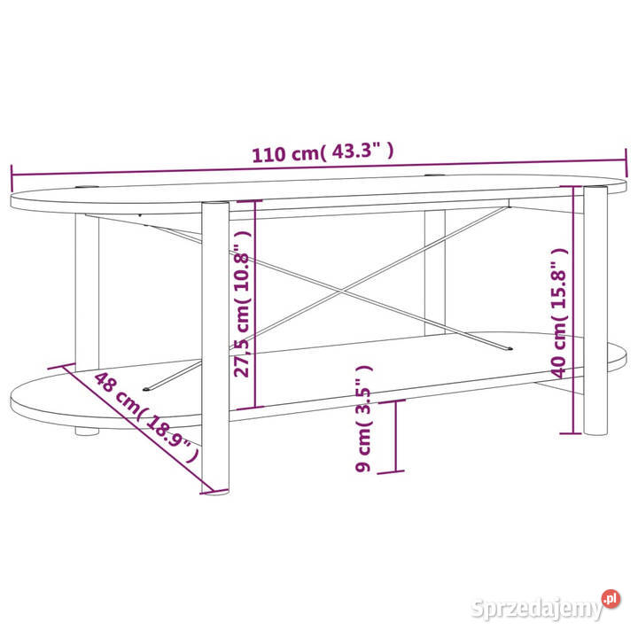Stolik kawowy czarny 110x48x40 materiał mazowieckie