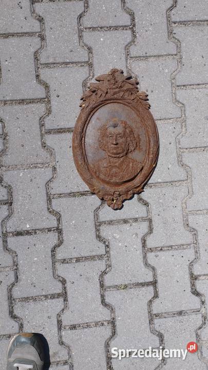 Żeliwna plakietka Adam Mickiewicz z 1898 r Opoczno