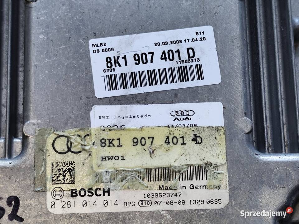 Sterownik Komputer Silnika Audi A4 B8 A5 8t 27 Rok produkcji 2008 wielkopolskie