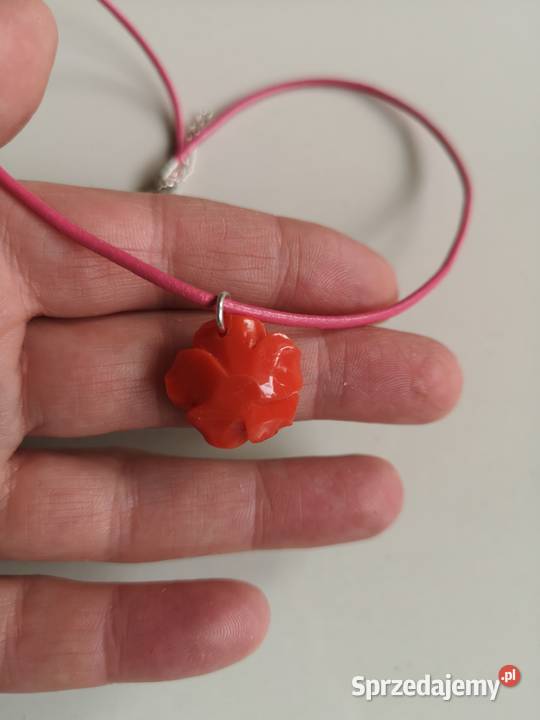 Naszyjnik róża koral choker srebro Toruń
