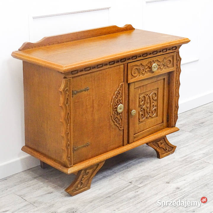 DĘBOWA KOMODA na nóżkach ZDOBIONA komoda z Kalisz