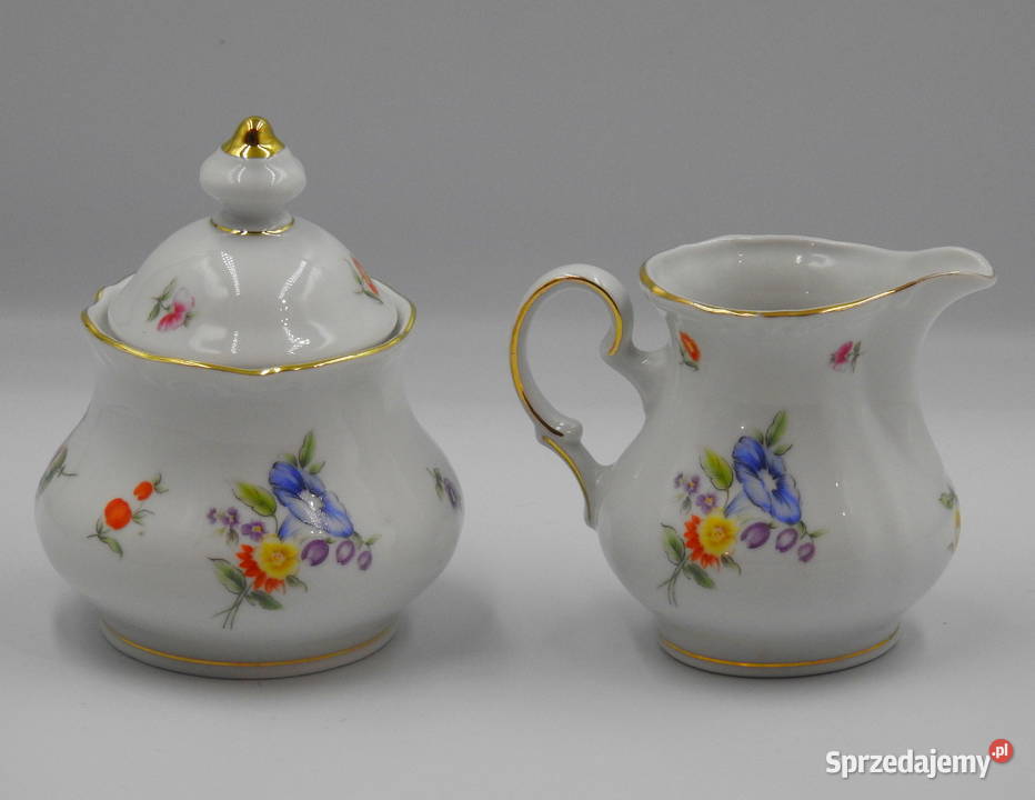 Piękny komplet porcelanowy cukiernica i mlecznik Inowrocław
