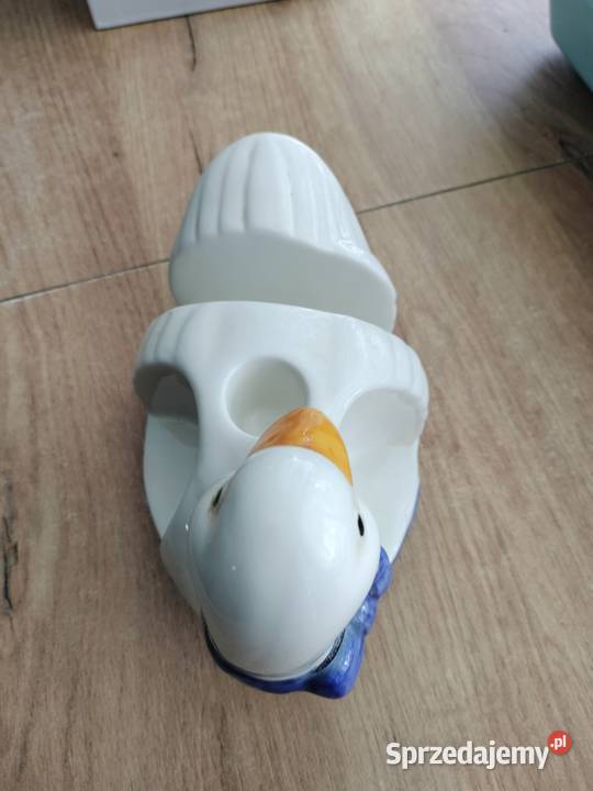 Porcelana szkliwiona kaczka serwetnik Choszczno